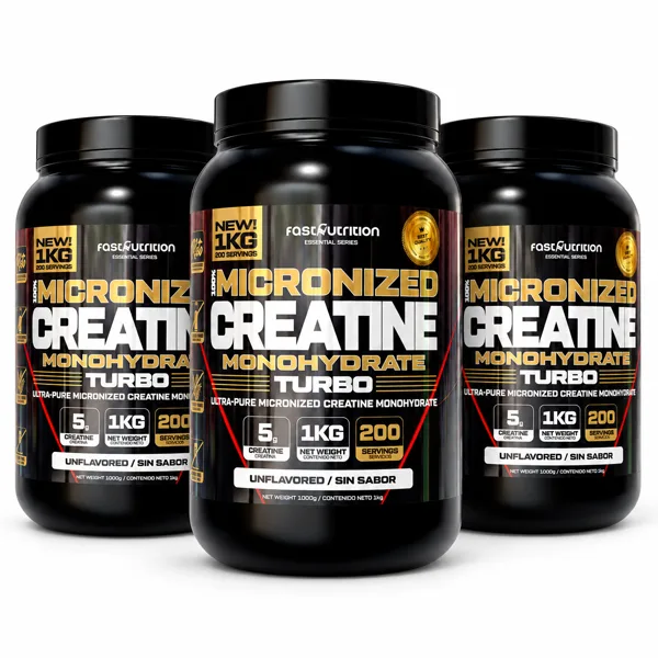 3 tarros de Creatina Monohidratada Micronizada Turbo 1kg